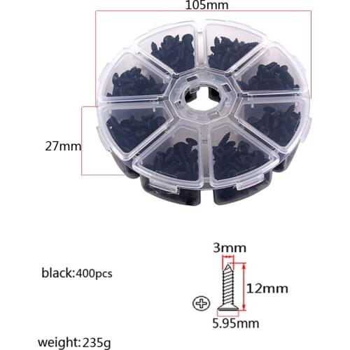 400pcs Bass Guitar Pickguard Screws,Cavity Cover Jack Cover Plate screw For Electric Guitar Bass 3*12mm Black