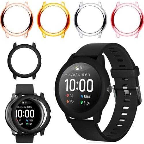 For Xiaomi Haylou Solar LS05 PC Protective Case Watch Bumper Protector Metallic Anti-scratch Watch Case Cover Accessories
