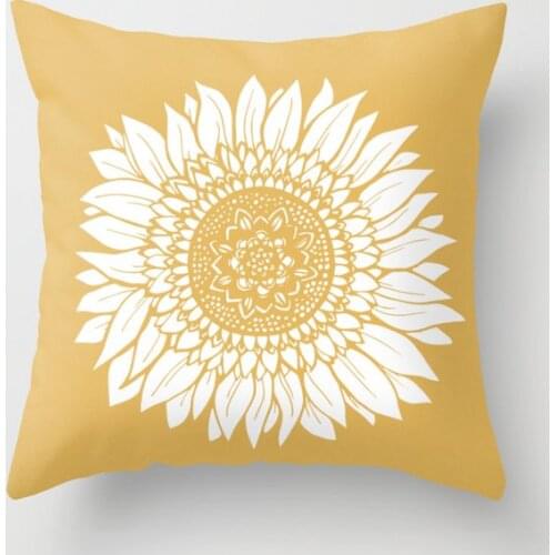 Yellow Sunflower Drawing Decorative Pillowcases Cotton Linen Throw Pillow Case Home Sofa Decor Pillowcase