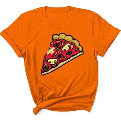 Pizza Woman Print Harajuku Summer Tshirts Casual Round Neck Short Slee Top Tee Shirt TX8216