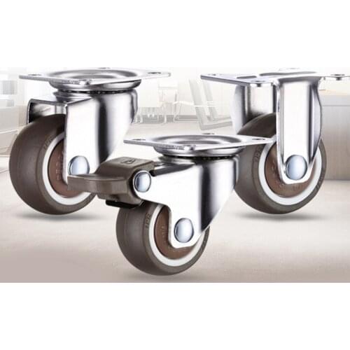 1.25/1.5/2 Inch Swivel Rubber Caster Wheels 4PCS Heavy Duty Rubber Caster Wheels with 360 Degree for Furniture Industry