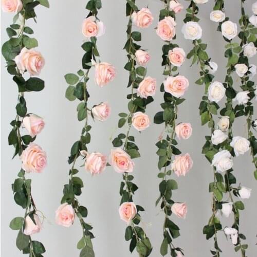 1.8 M Artificial Rose Vine Flower Wall Supplies Leaves Plant Photography Props Wedding Decoration Fake Flower For Home Decor