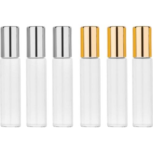 1pcs 5/10ml Portable rectangle Glass Roller Bottle Mini Glass Bottles With Stainless Steel Roller Balls For Essential Oils