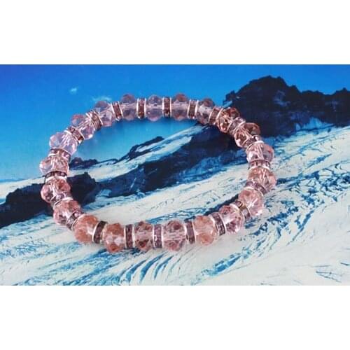 18PCS Purple Rhinestone Rondelle Pink Crystal Bracelet #20335