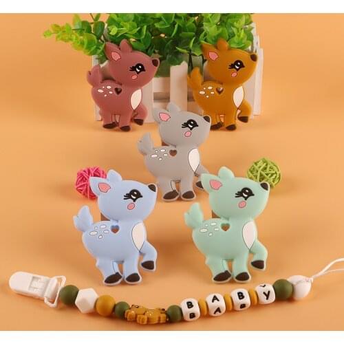 Kovic 5/10Pcs Cute And Charming Animal Fawns Silicone Teether Rodent BPA Food Free Baby Molar Care Nipple Teething Ring