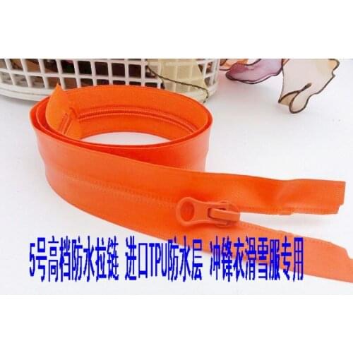 5# Orange waterproof nylon zipper open end 70CM 2pcs outdoor sports riding clothes garment accessories