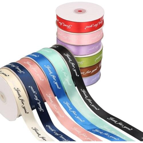 45m Satin ribbon English printed flower polyester satin ribbon for wedding decoration gift packaging bouquet material accessorie