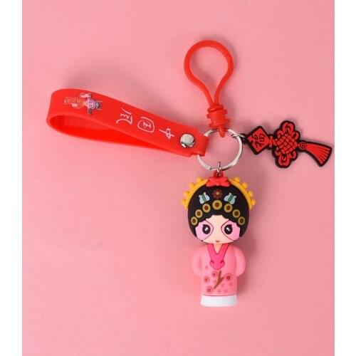 Chinese Opera Style Silicon Keychain 3d Knot Rinket Women Men Couple Pendant Bag Car Key Ring Jewelry Lanyard Accessory Gift Toy