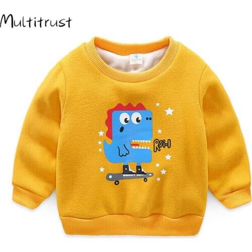 Thickened cartoon dinosaur Kids candy Color Plush Sweater Shirt Baby Girls Boys Clothes Toddler Children Kid winter t-shirts