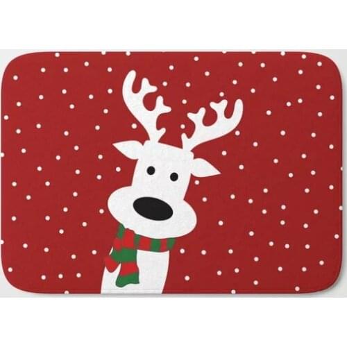 HOT Bathroom Rugs Reindeer in a Snowy Day Bath Mat Flannel Absorbent Non Slip Doormat for Entrance Door