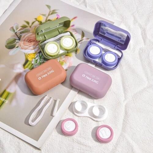 Contact Lens Case Ins Girl Pocket Portable Myopia Eye Contact Lens Care Storage Box With Mirror Clip Companion Box For Women