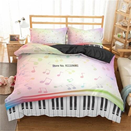 3d Duvet Cover Pillowcase Piano Music Note Pattern 2/3pc Fashion Home Textiles Colorful Student Bedroom Decor 2-3Pcs Bedding Set