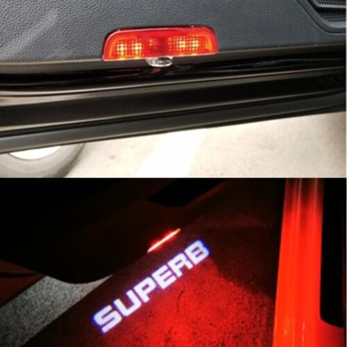 2pcs LED Car Logo Door Courtesy Light Projector Laser For Skoda Superb B6 B8 3V 3T 2020 2019 2018 2017 - 2009 Auto Welcome Lamp