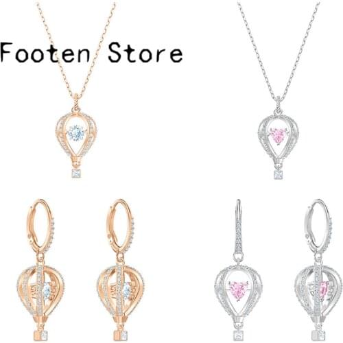 SWA Fashion Ladies Jewelry Charm Hot Air Balloon Set Fashion Jewelry Set Ladies Earring Necklace Bracelet Romantic Gift Jewelry