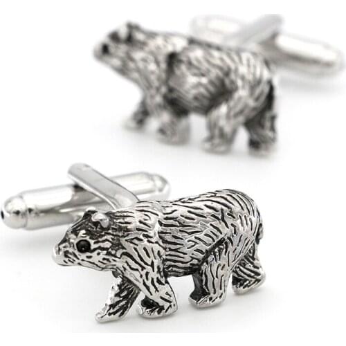 Mens Walking Bear Cuff Link Copper Material Black Color