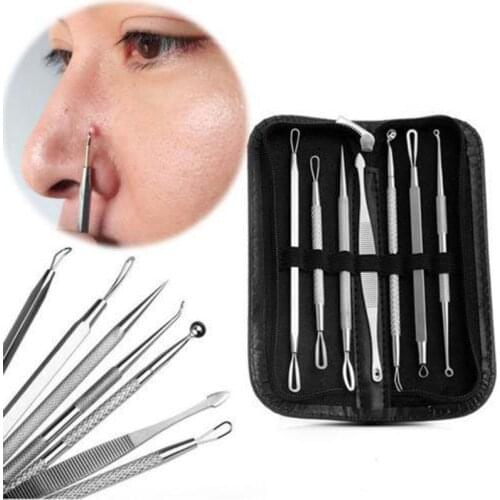 Blackhead Remover Stainless Steel Extractor Blemish Pimple Acne Needles Tool Kit Set Face Skin Care Tools Facial Pore Cleaner