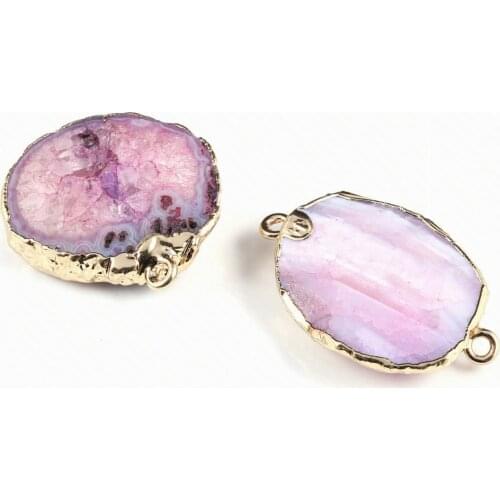 Natural Stone Agates Pendant irregular Shape Double Hole Connector for Jewelry Making DIY Elegant Necklace Bracelet Accessories