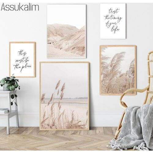 Autumn Scene Posters Scandinavian Print Natural Scenery Prints Reed Hay Canvas Poster Quotes Pictures Modern Living Room Decor