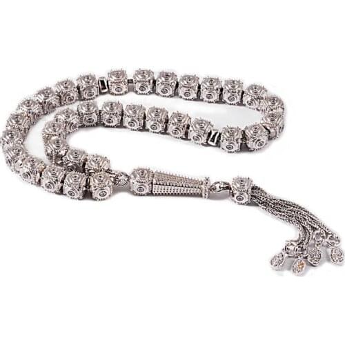 White Zircon Cubic Zirconia Special 925 K Silver Prayer Beads