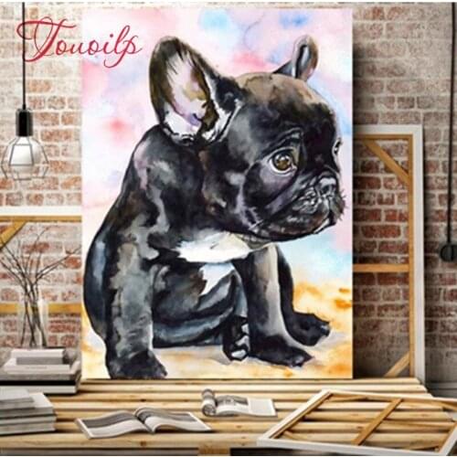 Full Diamond Painting French Bulldog Diy Round Diamond Embroidery Cartoon Dog Picture Mosaic Decoration For Home Good Hobby Gift