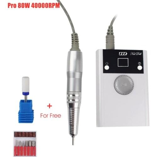Pro Mute Brushless Nail Drill 80W 40000RPM Electric Manicure Drill Machine Rechargeable Pedicure Kit with Drill bits Nails Tools