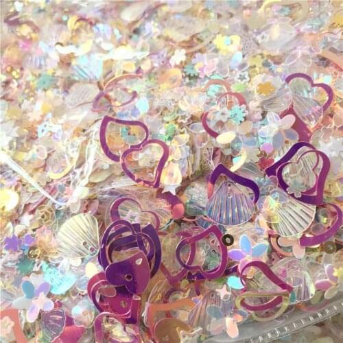 30g Mix Pet Sequin Heart Flower Star Shaped Loose Sequins For Crafts Paillette Sewing Decoration Wedding Garment Diy Material