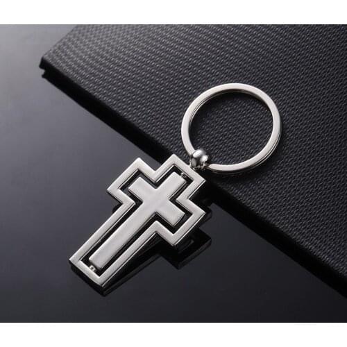 Religious gifts metal keychain New personality rotating cross Key Chain Car pendan Christian Religion Key Chains Fashion Jewelr
