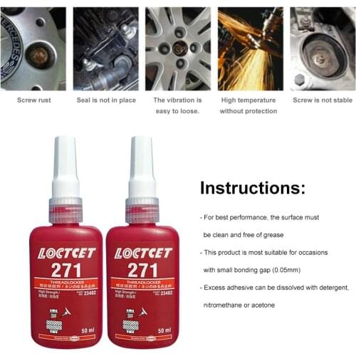 For LOCTZTE 271 Thread Locker Glue Screw Glue Anaerobic Glue Red Glue 50ML Medium Strength Threadlocker 271 Anaerobic Adhesive