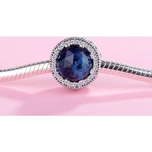 Authentic 925 Sterling Silver Moonlight Blue Radiant Hearts Openwork Charms Fit Original Bracelet For Women DIY Jewelry Beads