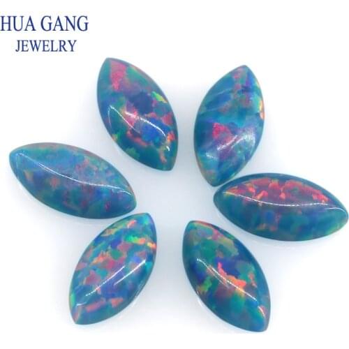 OP01 Opal Loose Stones Marquise Shape Cabochon Flat Back Created Opal Beads Semi-Precious Stones For Jewelry Making