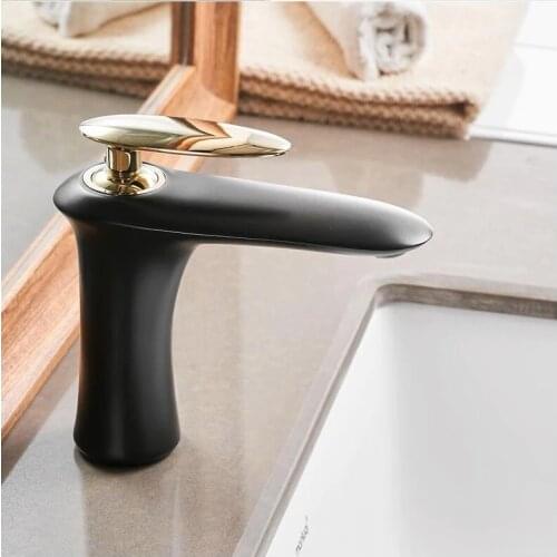 Vidric White gold Color Bathroom Sink Faucet hot and cold Crane Brass Basin Faucet White or black Sink Faucet Single Handle wate