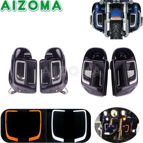 For Harley Road King Street Glide Electra Road Glide Special Motorbike Lower Leg Warmer Vented Fairing w/ LED Light FLTRX FLHTCU