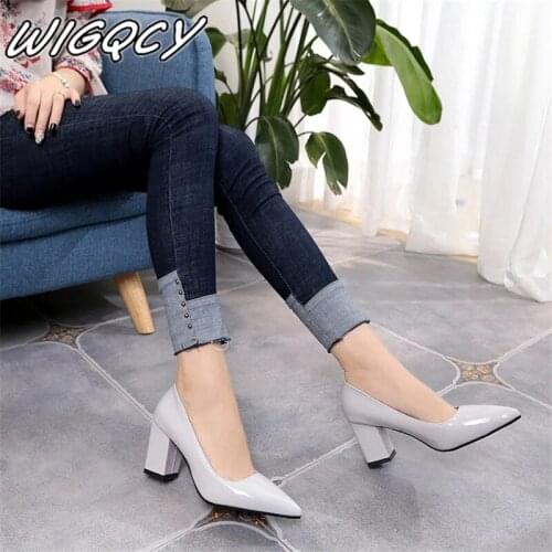 Womens Pumps Sweet Female Sexy Bride Party Mid Heel Pointed Toe Shallow Mouth High Heel 7.5 CM Shoes Women Shoes Big Size 33-43