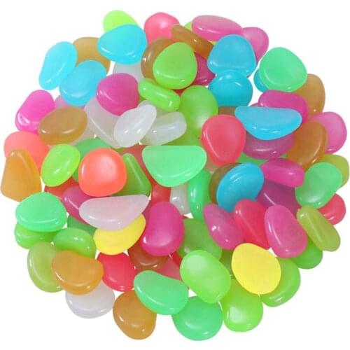 UEETEK 100pcs Luminous Cobblestones Pebbles Stones Glow in the Dark for Aquarium Fish Tank Gravel Decorations For Garden Yard