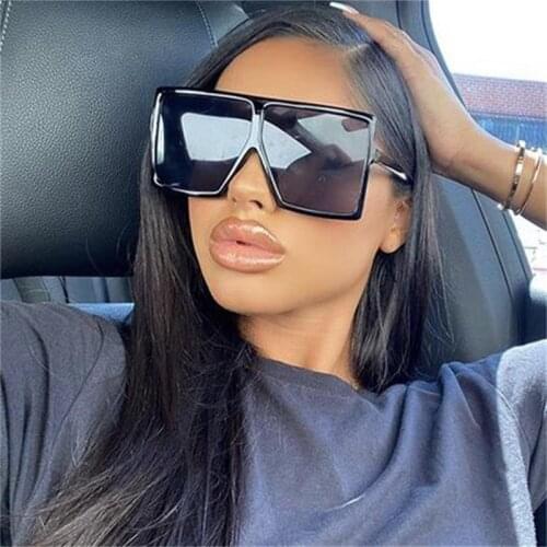 Black Oversized Square Women Fashion Sunglasses Designer Big Frame Candy Colors Sunglasses For Female UV400 Green Pink Oculos