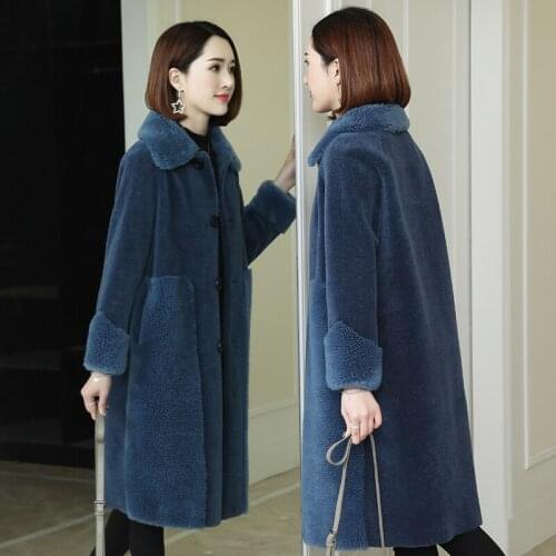 Shearing Sheep Clothes 2020 100% Wool Korean Parka Real Fur Autumn Winter Coat Women 918196 YY2437
