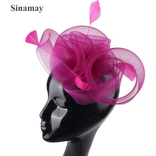 Elegant Women Fashion Tulle Hair Fascinator Hat Hair Clip With Fancy Feathers Hair Accessories Bride Mesh Headwear Hair Pins