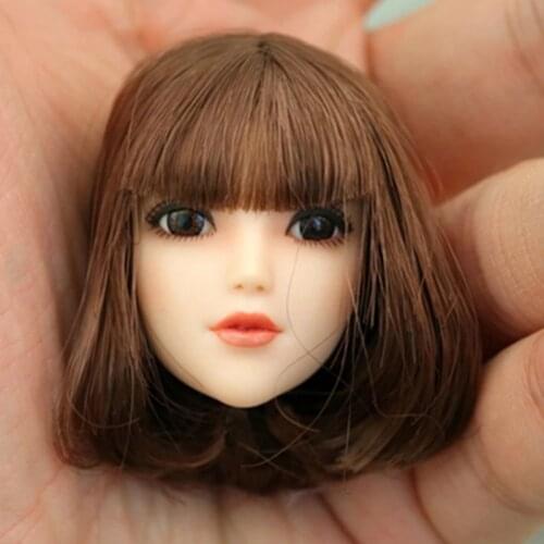 1/6 Scale BJD Flexible Movable Eyes Female Head Sculpt Girl Headplay Model Silver Red Scarf Hair for Action Small Breast Body