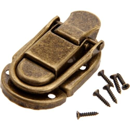 1pc Iron Latch Hasp Hook Lock 5 screws Clasp Buckle Decorative Antique Brass 60x34mm Drawer Box Case Chest furniture Hardware