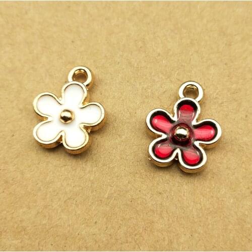 10pcs 12x15mm flower charms enamel charm for jewelry making earring pendant necklace and bracelet charms