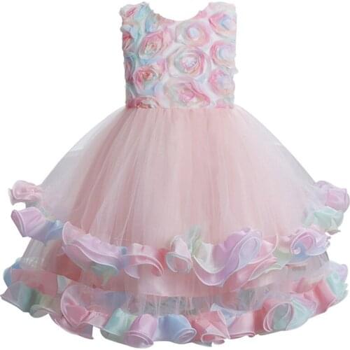 2021 Summer New Dress Baby Girls Birthday Party Princess Dresses Flower Girls Wedding Dress Baby Kids Clothing Lace 2 To 10 Year