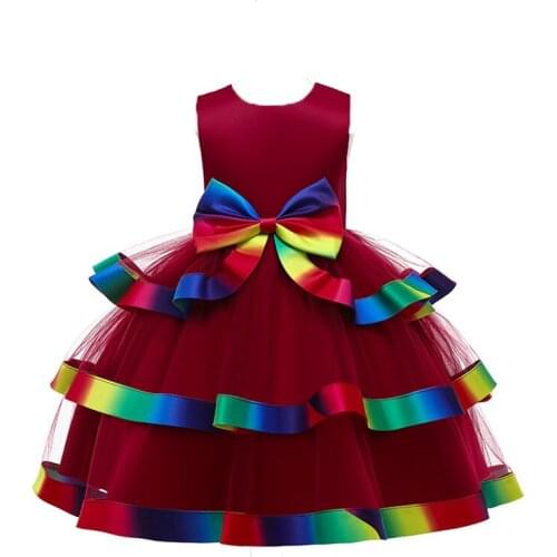 2021 Girls Clothing New Retro Lapel Children Dress Banquet Party Show Evening Dress Temperament Embroidered Princess Dresses