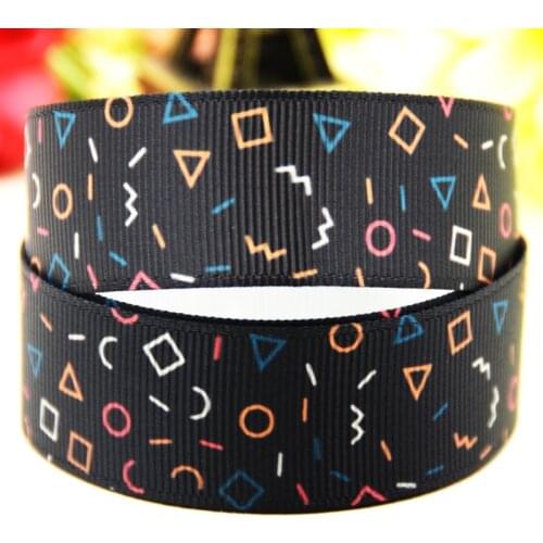 22mm 25mm 38mm 75mm Geometry pattern printed Grosgrain Ribbon party decoration 10 Yards X-03858