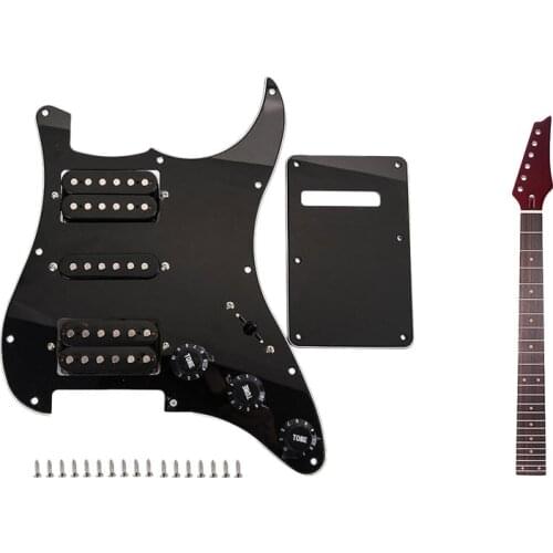 24 Frets New Replacement Maple Neck Rosewood Fretboard Fingerboard Red & Black Wired Plate Pickguard Humbuckers