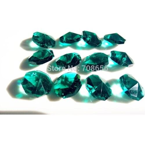 300pcs 14MM MALACHITE GREEN CRYSTAL OCTAGONAL LOOSE BEADS IN 1 HOLE FREE SHIPPING