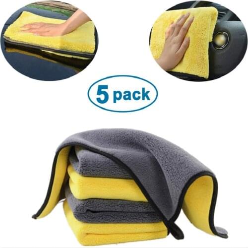 5pcs Extra Thick Microfiber Cleaning Cloths Double Layer Car Wash Towels Cleaning Drying Cloth for Home Kitchen Window