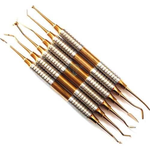 6pcs/set Resin Dental Composite Filling Spatula Titanium plated Head Resin Filler Set thick handle Restoration