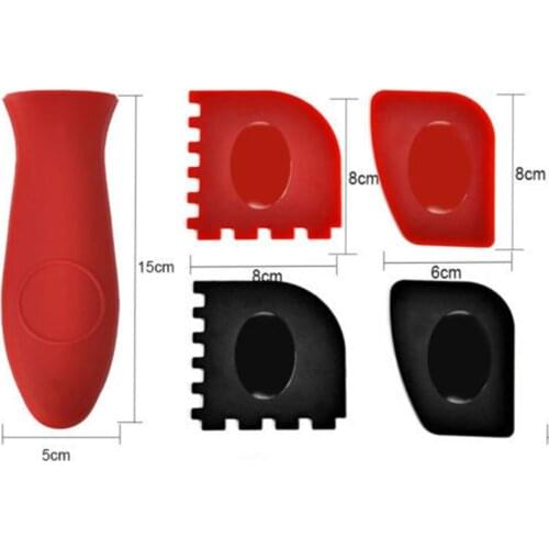 6Pack Durable Grill Pan Scrapers Silicone Hot Handle Holder Lodge Cast Iron Set