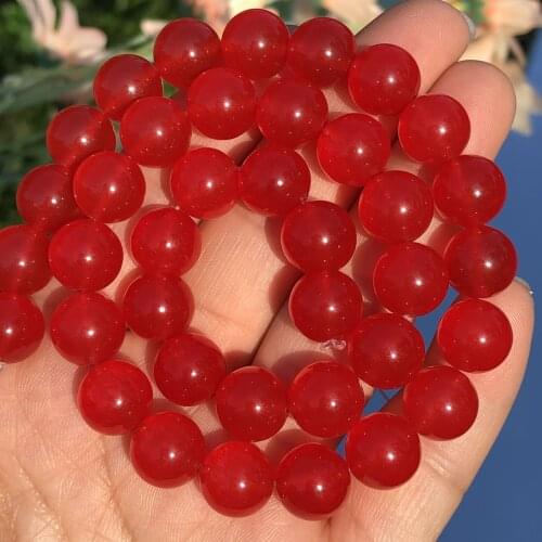 AAA Natural Stone Red Chalcedony Jades Beads Loose Spacer Beads For Jewelry Making DIY Bracelet Necklace 4 6 8 10 12mm 15"Inches