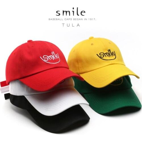 Men Sport Letter Embroidery Smile Baseball Caps Hot Casual Cotton Hip Hop Snapback Hat Women Casquette Gorras Curved Tucker Cap